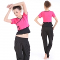 Yoga Casual Workout Clothes Summer Suits(Edge waves Rope Short sleeve T-Shirt+Harlan Korean Lantern Pants)